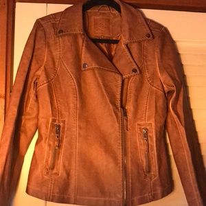 Max Studio whiskey colored faux leather jacket. Size M